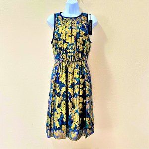 Women Elie Tahari Demetra Dress Metallic Gold Blue